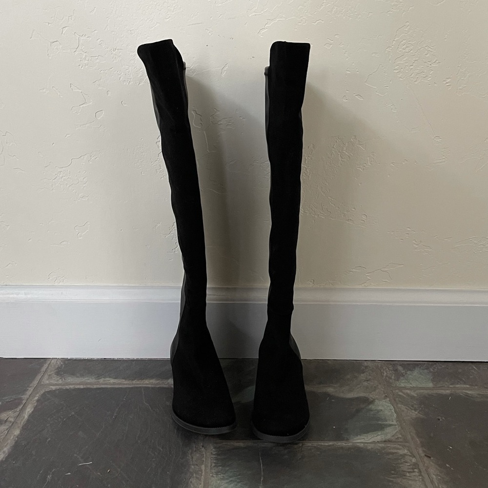 Never worn black suede knee-high boots. - Picture 7 of 8